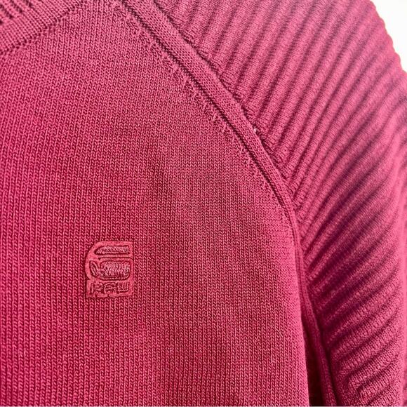 NWT G-STAR Suzaki Knit Crew Neck Pullover Sweater Chunky Red Top Sweatshirt M - Picture 7 of 14